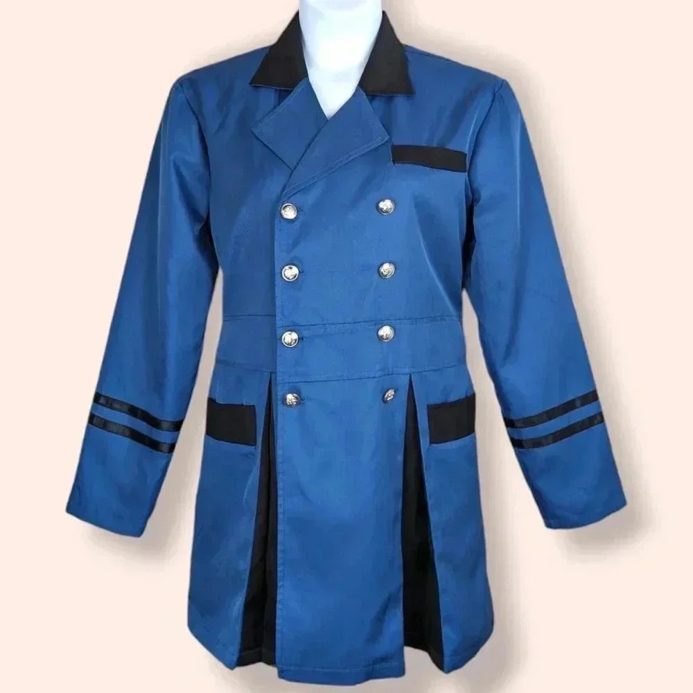 Long Blue Double Button Jacket
